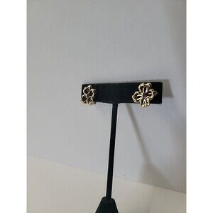 Vintage Avon Gold Tone Clip On Earrings Bow Ribbon Openwork Small Classic